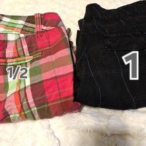 Plaid and Blue Shorts Set. Plaid Size 1/2...blue Stripe Size 1